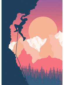 1 件抽象攀岩探险海报和印刷品帆布画山太阳墙壁艺术画适用于客厅家居装饰无框架 - 彩色 - 查看 53