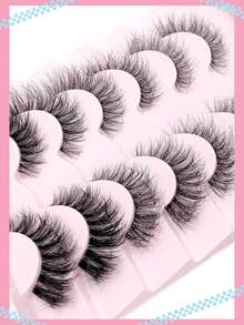 Asiteo 7 Pairs Of New 3D Transparent False Eyelashes With Natural Delicate Faux Mink Lashes, 7 Mixed Styles, Fluffy & Curly, Cat Eye Shape, Suitable For Parties - Black - View 7