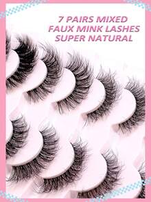 Asiteo 7 Pairs Of New 3D Transparent False Eyelashes With Natural Delicate Faux Mink Lashes, 7 Mixed Styles, Fluffy & Curly, Cat Eye Shape, Suitable For Parties - Black - View 6