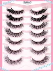 Asiteo 7 Pairs Of New 3D Transparent False Eyelashes With Natural Delicate Faux Mink Lashes, 7 Mixed Styles, Fluffy & Curly, Cat Eye Shape, Suitable For Parties - Black - View 4