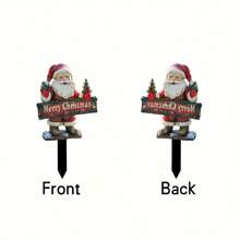 1 chữ "Merry Christmas", Cọc vườn Acrylic hình ông già Noel, Đồ trang trí bãi cỏ ngoài trời bền 2D, Tạo không khí ngày lễ - Nhiều màu - Xem 6