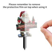 1 chữ "Merry Christmas", Cọc vườn Acrylic hình ông già Noel, Đồ trang trí bãi cỏ ngoài trời bền 2D, Tạo không khí ngày lễ - Nhiều màu - Xem 7