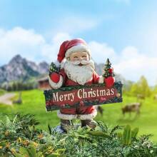 1 chữ "Merry Christmas", Cọc vườn Acrylic hình ông già Noel, Đồ trang trí bãi cỏ ngoài trời bền 2D, Tạo không khí ngày lễ - Nhiều màu - Xem 4