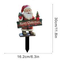 1 chữ "Merry Christmas", Cọc vườn Acrylic hình ông già Noel, Đồ trang trí bãi cỏ ngoài trời bền 2D, Tạo không khí ngày lễ - Nhiều màu - Xem 5