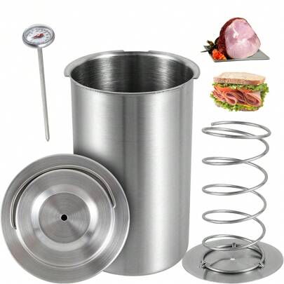 Meat Press Maker Meat Cooking Barrel Ham Press Maker Bacon Meat Pressure Cooker With Thermometer Browin Stainless Steel Press Ham Maker Pressure Ham Cooker Stainless Steel Ham Maker Heat Resistance Meat Press Cooker