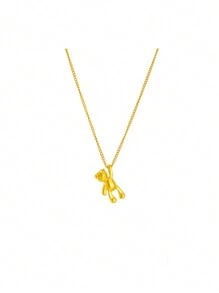 1pc Stainless Steel 3d Cartoon Smooth Surface Adorable Bear Pendant Simple & All-Match Necklace For Women Suitable For Daily Wear - Pendant Necklace - View 5