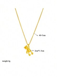 1pc Stainless Steel 3d Cartoon Smooth Surface Adorable Bear Pendant Simple & All-Match Necklace For Women Suitable For Daily Wear - Pendant Necklace - View 6