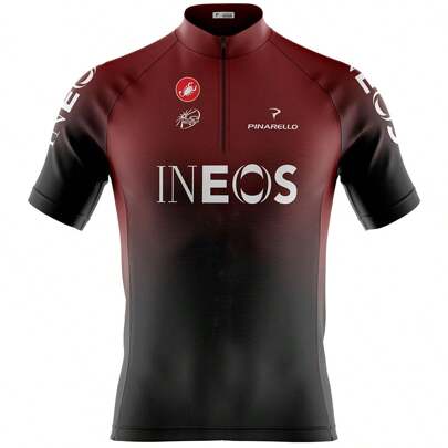 Camisa de Ciclismo Estilo Namorado para Homens com Bolsos, Proteção UV 50+, Pedal da Bike Pro Tour Ineos