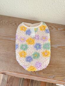 1 chiếc quần áo thú cưng họa tiết hoa lông cừu cho chó, áo vest, trang phục cho chó nhỏ, mèo, mùa thu/đông mới - Nhiều màu - Xem 5