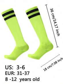 6 Pairs Youth Team Sports Over-The-Knee Socks, Children's Football Socks. Youth & Teen Over-The-Knee Sports Soccer, Gym Socks For Children, Solid Color & Striped, Suitable For Boys & Girls Aged 8-12 - Black - View 8