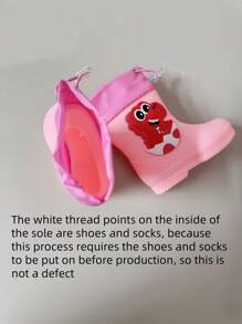 1双儿童鳄鱼卡通雨靴，女童防滑耐磨雨鞋，男童户外校园雨鞋 - 粉色 - 查看 12