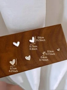 eTel LiKe 3 Pairs Of Heart Shape Women's Fashion Stud Earrings Simple Jewelry Set Gift Valentines,Mom,Mother,Mother's Day,Gift - Yellow Gold - View 5