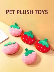 1 Pet Plush Toys, Dog Toys, Imitation Strawberry Pet Toys, Will Sound Toys, Suitable For Teddy Bears, Corgis, Chewing, Cat Toys