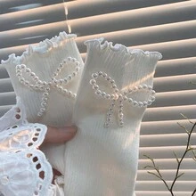 2 件/10 件手工编织树脂珠蝴蝶结，中筒袜、女装、鞋子、帽子时尚配饰 DIY 优雅装饰用品 - 白色 - 查看 5