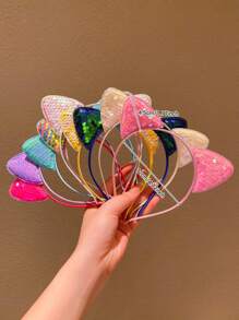 1/2/3/4/5/6pcs Girls Colorful Cat Ear Sequin Hair Hoop - Multicolor - View 3