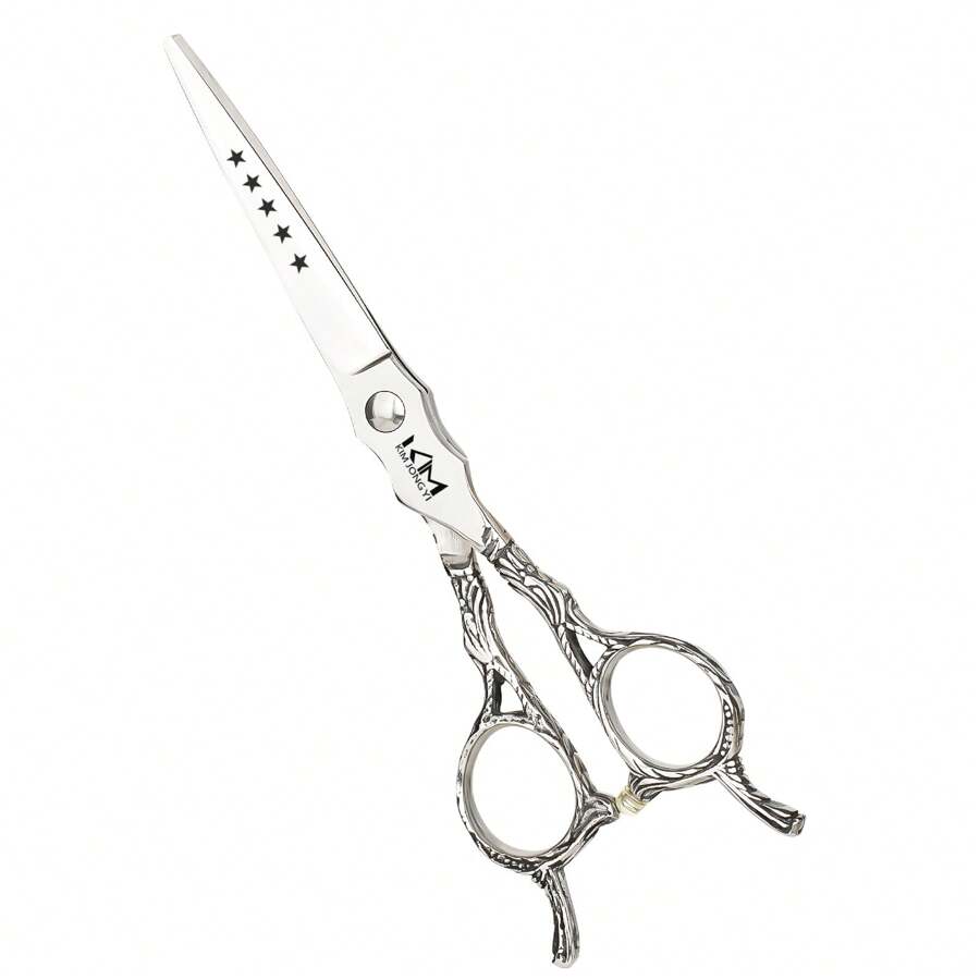 KIM JONG YI Professional 6.5-Inch Scissors, Suitable For Precise Cutting, Suitable For All Hair Types Without Holes, High-End Hairdressers, Hair Clippers And Thinning Shears, Stainless Steel Styling Tools For Salons And Homes, Can Be Used With Both Hands - Silver - View 1