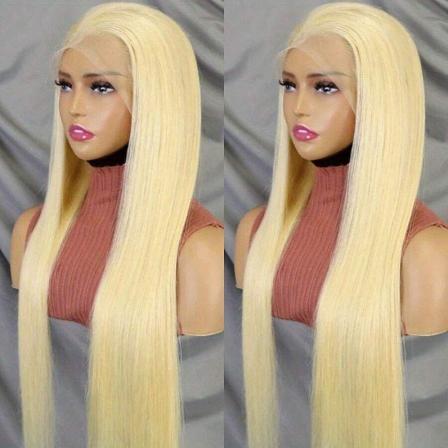 613 13x6 Lace Front Wig Human Hair Blonde 13X6 HD Transparent Lace Front Wigs Human Hair 200% Density Blonde Wig Human Hair 613 HD Straight Lace Frontal Wigs Human Hair - S613 - 查看 1