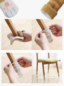 Set de 4 fundas para patas de sillas y mesas con diseño de garras de gato, antidesliznates y silenciosas, de punto doble grosor para muebles
