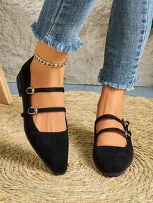 女士平底便鞋，时尚百搭，通勤必备 - 黑色 - 查看 4