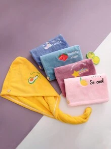 1Pc Cute Embroidered Hair Towel Wrap, Super Absorbent Microfiber Hair Turban, Quick Dry Hair Towel, Anti-Frizz Drying Cap With Button, Bath Accessories For Curly & Long Hair, Perfect For Spa, Travel, Halloween & Christmas Gifts. Shower Towels For Beaty Salon, Hotel Sports,Home Essentials, Towel, Skin Care