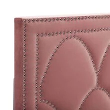 Cabecera para cama tapizada en terciopelo italiano, con decoracion de tachuelas cromadas - Rosa - Ver 3