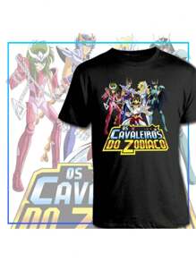 Knights Of The Zodiac Saint Seiya Online T-Shirt Japanese Anime Manga Geek Nerd Shirt Blouse Unisex Male Female 100% Cotton Top Premium Streetwear Launch Fast Shipping Various Colors!! Plus Size - 黑色 - 查看 2