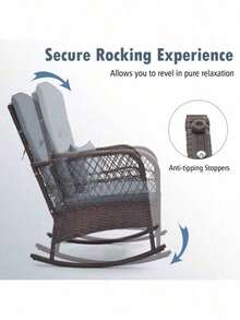 3 PCS Rocking Bistro Rattan Conversation Dining Sofa Set W/ 2-Tiers Coffee Table - 1 - 查看 6