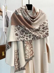 FADZOYLE 1 chiếc khăn choàng Jacquard họa tiết da báo cho nữ, khăn choàng nghệ thuật cho nữ, khăn choàng Poncho dài, khăn choàng quấn, khăn choàng lưới lớn giữ ấm mùa đông, khăn choàng lớn, bộ sưu tập thời trang mới thanh lịch, quà tặng cô dâu, phù dâu, khăn choàng du lịch - khăn quàng cổ - Xem 16