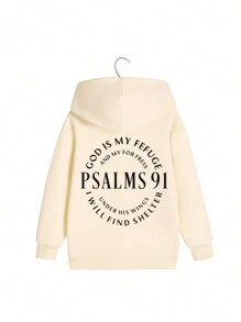 Áo nỉ trùm đầu in hình vui nhộn thường ngày cho bé trai tuổi mới lớn, mùa thu đông - Màu be - Xem 2