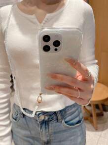 1 个定制 iPhone13/14/Pro Max、Galaxy S24U、A55 手机壳，带有名字、字母、心形彩虹色贝壳图案设计和时尚闪亮水晶串珠可拆卸挂链，适合周年纪念日、情人节、生日、婚礼、母亲节、最好的朋友、送给妈妈/爸爸、女朋友的礼物 - 彩色 - 查看 6