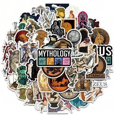 50pcs Greek Mythology Cartoon Stickers, Suitable As Greek Souvenirs, Gifts Or Graffiti Stickers For Water Bottles, Thermoses, Guitars, Luggage, Phones, Phone Cases, Laptops, Skateboards, Etc.