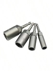 6pcs 80mm Deep Nut Wrench Drill Kit With 6.35mm Hex Plug Adapter - For Power Tools!, Tools For Men - Silver - View 3