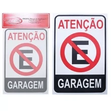 Placa PROIBIDO ESTACIONAR 20x30CM - Sinalização - Casa, Garagem ou Estabelecimento Comercial - Envio Imediato - Produto Premium - Branco - Visão 7