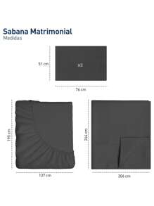 Bluelander Double Sheet Set, 4 Pieces. - 黑色 - 查看 4