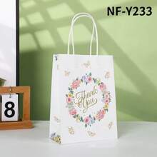 10 túi quà tinh tế, loạt hoa, túi quà cảm ơn, cầm tay, túi giấy kraft cao cấp, túi quà tặng lễ tạ ơn và giáng sinh - Nhiều màu - Xem 6
