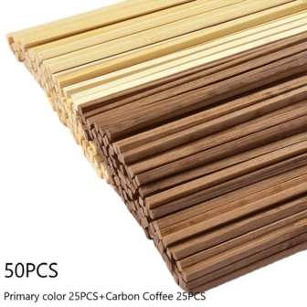 50pcs Bamboo Sticks Combo Set, DIY Building Model Materials, 5*5*300MM/0.2*0.2*11.81 Inches, Suitable For Wooden Product Construction