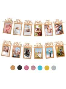 1st Birthday Photo Banner From Newborn To 12 Months, First Birthday Decorations Monthly Milestones Garland First Birthday Party Decoration, - Multicolor - View 2