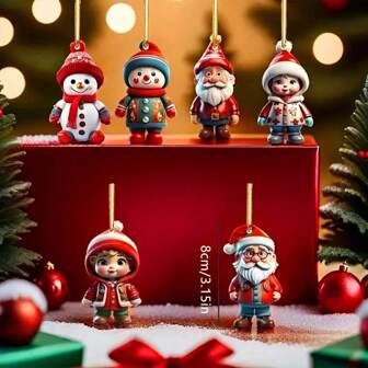 1 Set Cute 2D Acrylic Santa Claus & Snowman Cartoon Hanging Ornaments, With Golden String, Suitable For Christmas Tree, Car, Backpack, Keychain, Holiday Party Decor, Mall Decor, Window Display, Easy To Hang, Fun Christmas & New Year Gift (Not 3D)