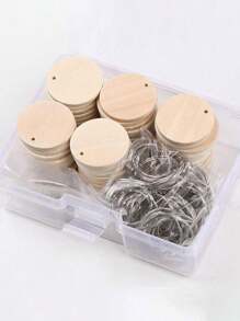 10/20/30/40/50 套（或一袋 30/60/90 件）和 1 盒/150 件木制钥匙扣制作套件，DIY 木制吊坠带钥匙圈，珠宝制作配件，钥匙扣配件汽车配件包魅力学校可爱哥特 Y2k 万圣节配件教师节 - 杏色 - 查看 4