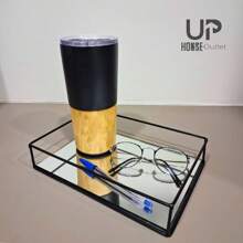 Decorative Rectangular Mirrored Or Marbled Tray In Wood Or Gold Metal For Bathroom - Multicolor - View 2