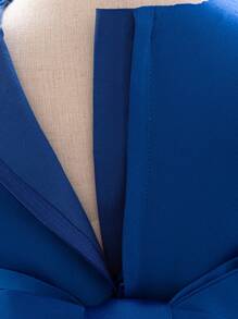 Baby Girls Solid Color Tulle Bow Hem Sequin Puff Party Princess Dress, Suitable For Flower Girl, Wedding, Banquet, Does Not Include Headband - Royal Blue - View 9