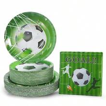 Wegwerpkeukengerei met voetbalschietprint