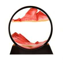 7 Inch Moving Sand Art Picture, 3D Moving Sand Hourglass - Mesmerizing Artistic Desktop Decor - Ever-Changing Natural Landscape In A Glass Frame - Ideal For Home & Office, Quicksand Painting Round Glass Sandscapes 3D Deep Sea Sand Art Gift