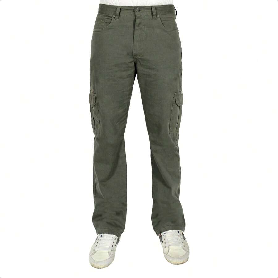 Men's Black 6-Pocket Green Cargo Pants - 綠色 - 查看 1