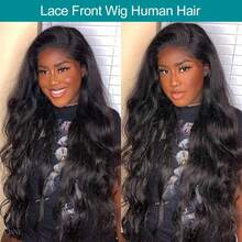 13x4 HD Transparent Lace Frontal Wigs Human Hair For Women Brazilian Virgin 180 Density Bleached Knots Wigs Human Hair Pre Plucked With Baby Hair Natural Black Body Wave Lace Front Wigs Human Hair