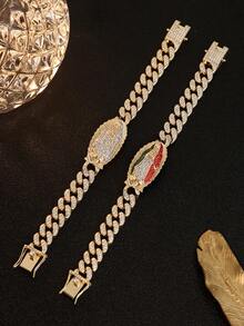 Mexican Jewelry Guadalupe Bracelet Religious Gold Plated With Stones Guadalupe Bracelet ,Guadalupe Thaddeus Bangle,18k Gold Plated Virgin Mary Thaddeus Bracelet - Gold - View 4