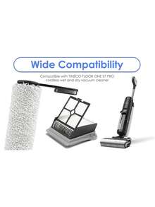 3 个滚刷和 6 个过滤器和 1 个清洁刷、替换刷辊和 HEPA 真空过滤器适用于 Tineco Floor ONE S6/S7 Pro/S7 组合无绳干湿吸尘器、Tineco 清洁液替换部件（不适用于 S7 Steam） - 3個滾刷&6個濾網&1把清潔刷 - 查看 7