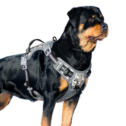 Arnés táctico para perro, arnés chaleco militar ajustable, arnés anti-tirón con doble gancho de metal para pastor alemán, labrador en entrenamiento, paseo