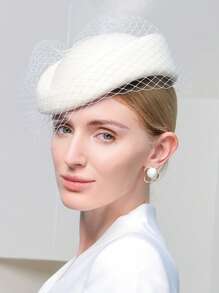 HIMESPORT White Black Wool Felt British Top Fascinator Hats For Women Ladies Elegant Wedding Church Tea Party Cocktail Fedoras Beret Hat With Veil 2025 Winter Cap Female Derby Hatstop Hat