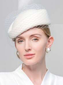 HIMESPORT White Black Wool Felt British Top Fascinator Hats For Women Ladies Elegant Wedding Church Tea Party Cocktail Fedoras Beret Hat With Veil 2025 Winter Cap Female Derby Hatstop Hat